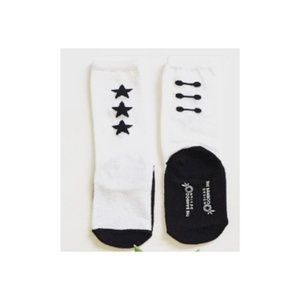 The Bamboo Design Baby Knee High Sock 6-18 Month Bamboo Cotton White Laces Stars